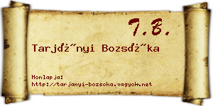 Tarjányi Bozsóka névjegykártya